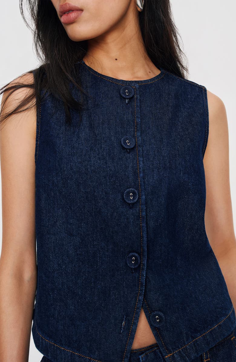 Reformation Bonnie Crop Denim Vest, Alternate, color, Marion