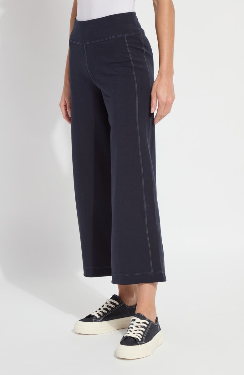 Lysse Jovie Reversible Pull-On Crop Wide Leg Pants, Alternate, color, True Navy/ Grey Melange