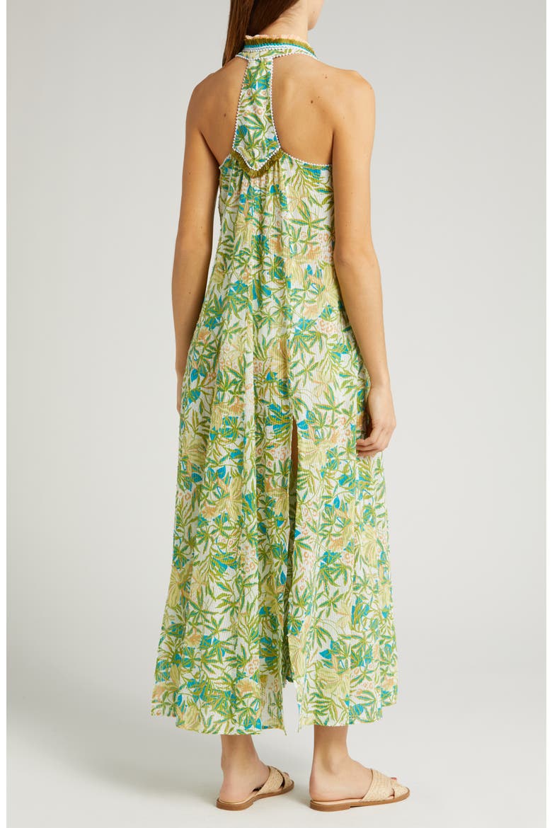 Nava Print Fringe Cover-Up Maxi Dress, Alternate, color, GREEN ORCHID OCN