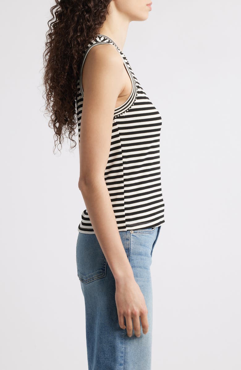 Wit & Wisdom Stripe Rib Tank, Alternate, color, Black/ Off White