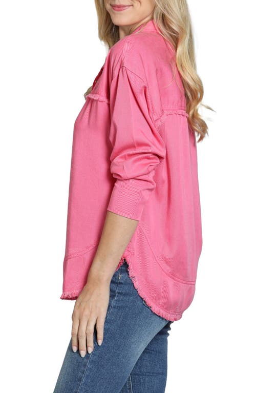 Apny Grommet Henley Chambray Top In Pink