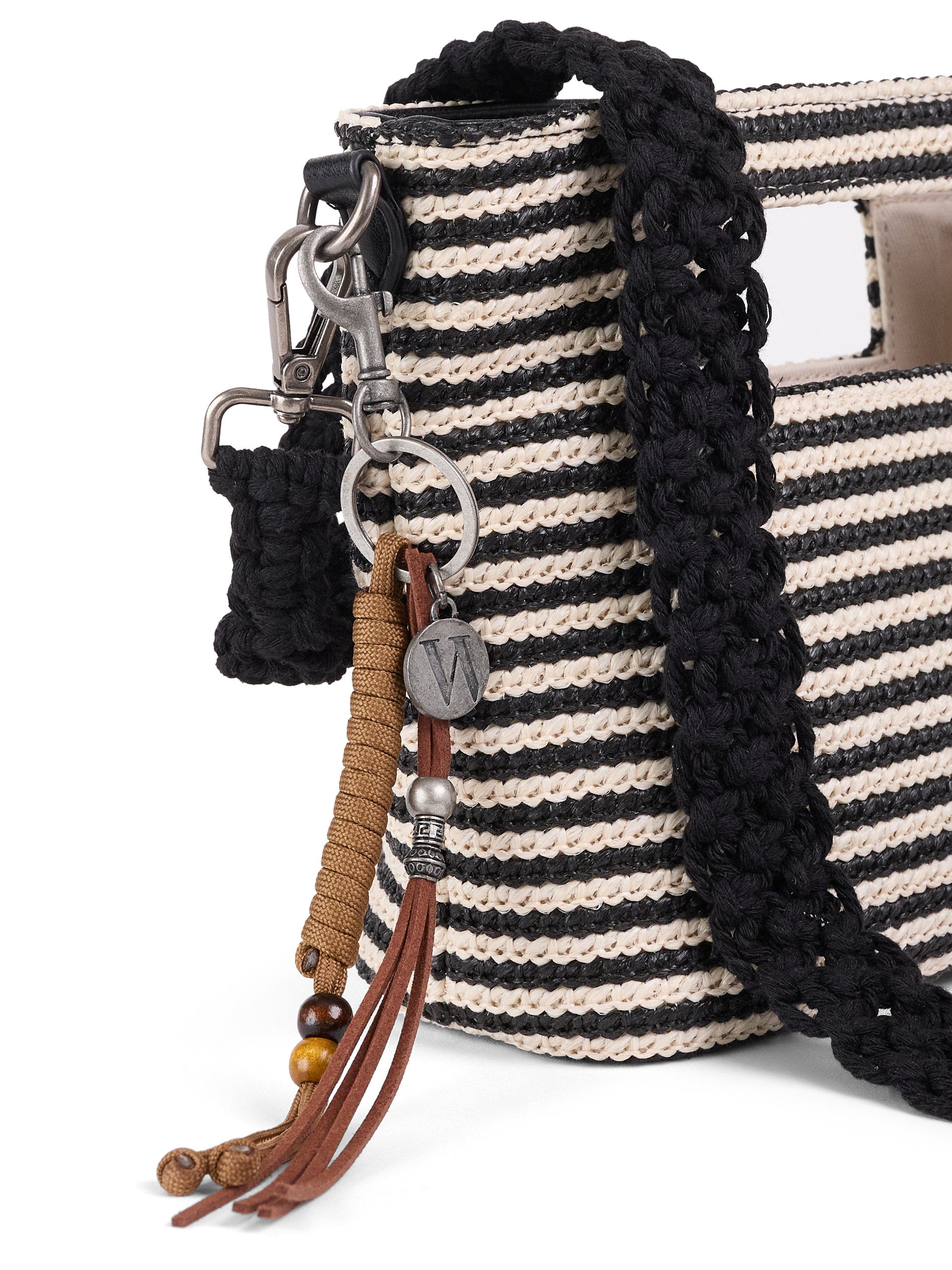 Wilt Palermo Mini Tote, Alternate, color, Black Bone Stripe