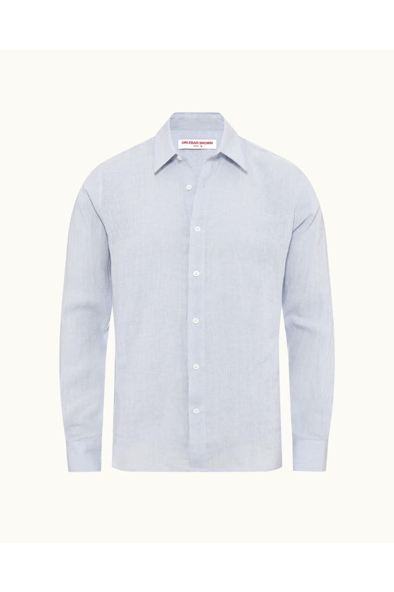 Justin Lino Relaxed Fit Classic Collar Italian Linen Shirt, Alternate, color, HUSH
