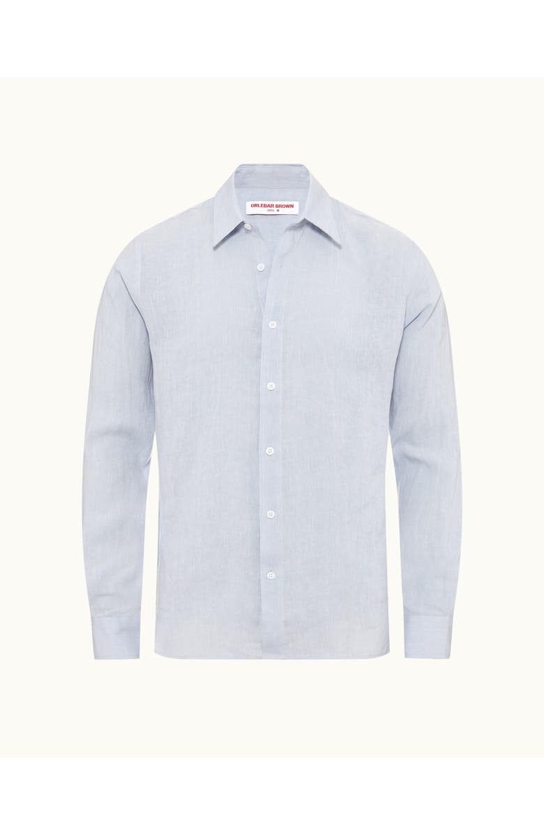 Orlebar Brown Justin Lino Relaxed Fit Classic Collar Italian Linen Shirt, Alternate, color, Hush