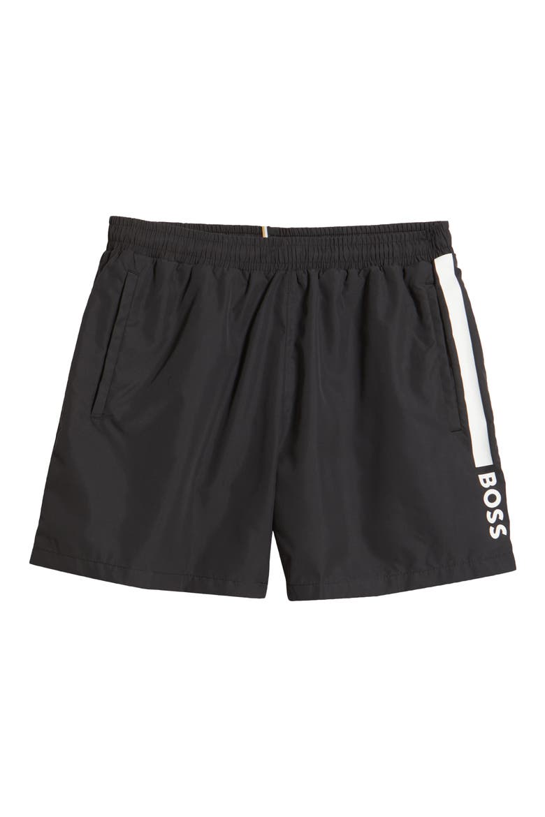 Dolphin Swim Trunks, Alternate, color, BLACK