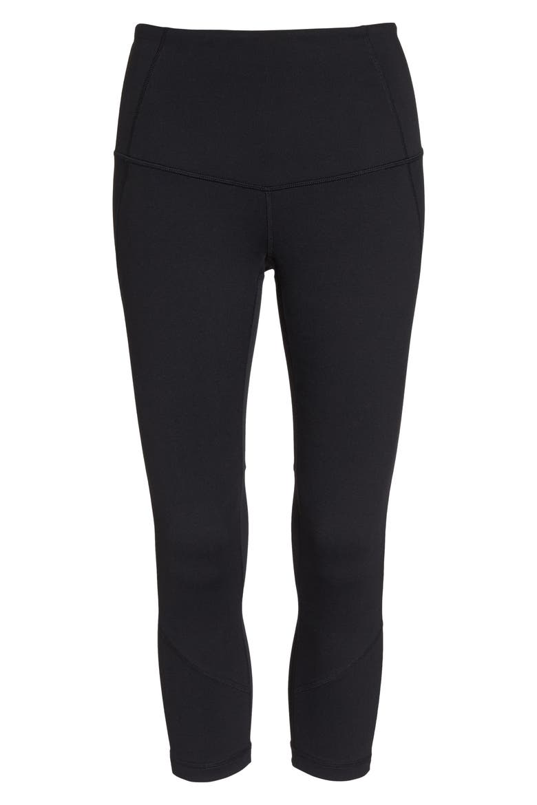'Live In - Sultry' High Waist Mesh Crop Leggings, Alternate, color, BLACK