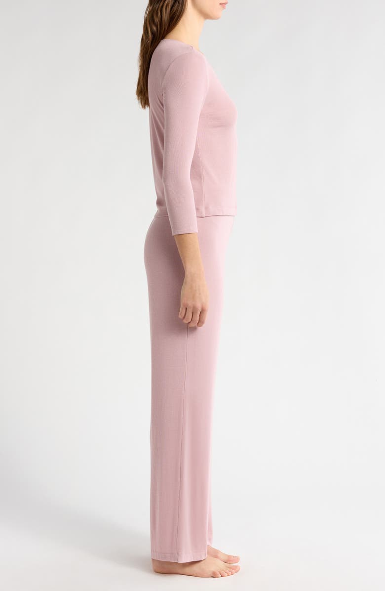 Natori Rib Essentials Pajamas, Alternate, color, Rosebud