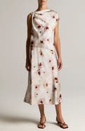 Vince Watercolor Floral Print Midi Skirt