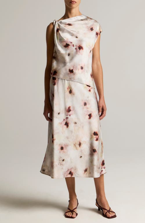Vince Watercolor Floral Print Midi Skirt in Soft Peony at Nordstrom, Size X-Small