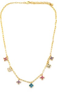 Panacea Multicolor Crystal Clover Charm Necklace