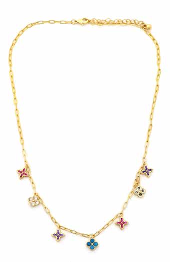 Panacea Multicolor Crystal Clover Charm Necklace
