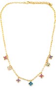 Panacea Multicolor Crystal Clover Charm Necklace