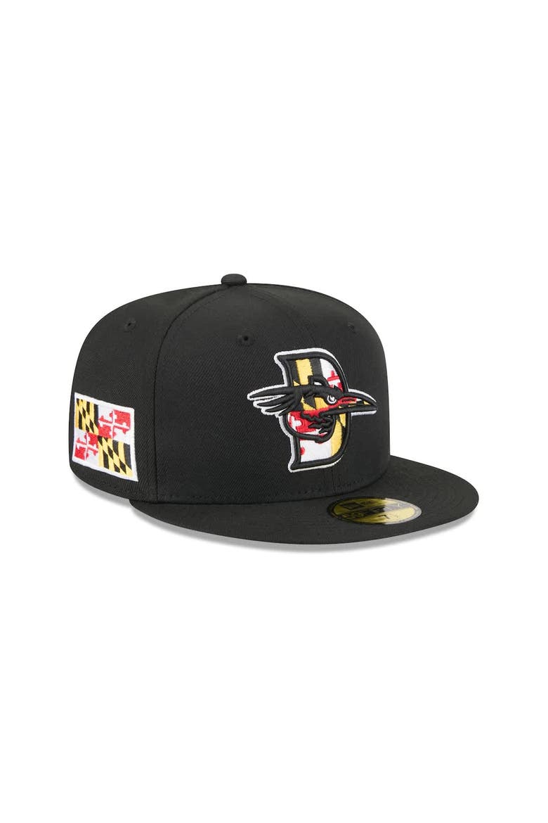 Men's New Era  Black Delmarva Shorebirds Theme Nights 59FIFTY Fitted Hat, Alternate, color, Black