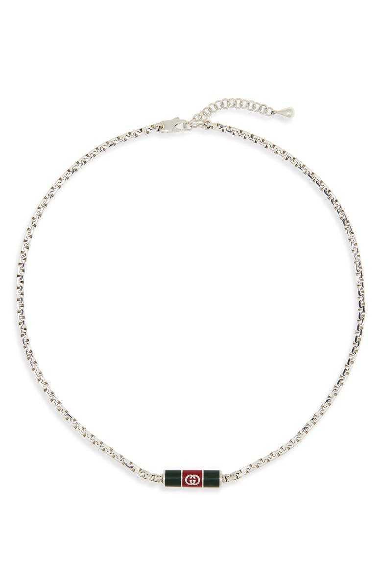 Gucci Web Pendant Necklace, Main, color, Silver