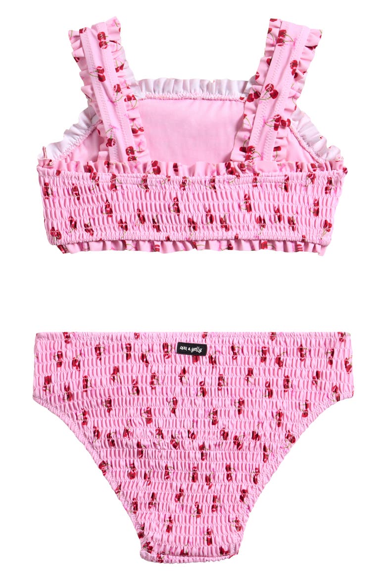 Kids' Cherry Smocked Two-Piece Swimsuit, Alternate, color, LIGHT PINK