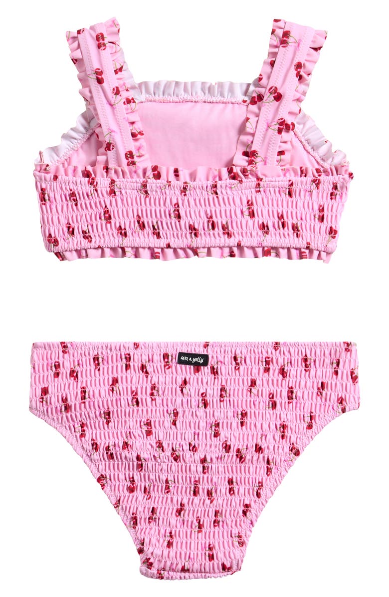 Ava & Yelly Kids' Cherry Smocked Two-Piece Swimsuit, Alternate, color,