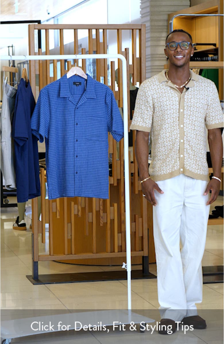 Provence Check Cotton Seersucker Camp Shirt, sales video thumbnail