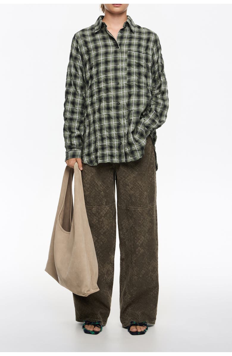 Bimba y Lola Checked Textured Shirt, Alternate, color, Green