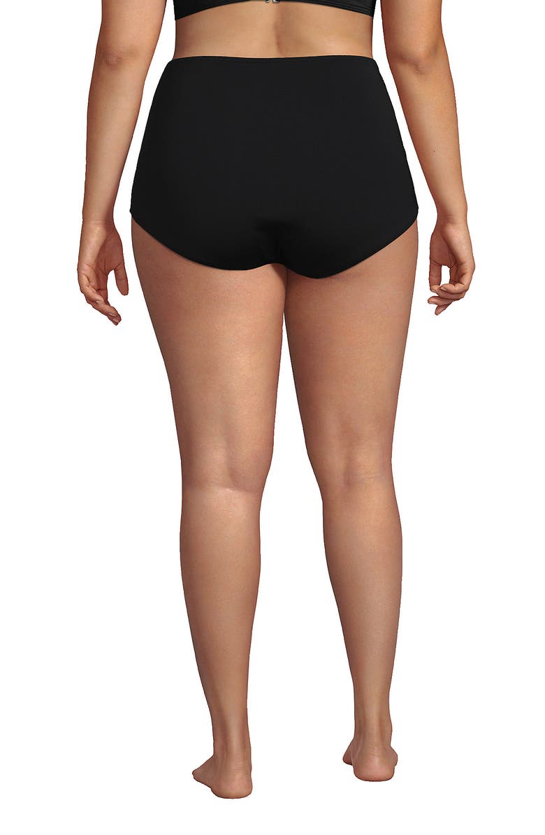 Lands' End Chlorine Resistant Tummy Control Tugless High Waisted Bikini Swim Bottoms, Alternate, color, 