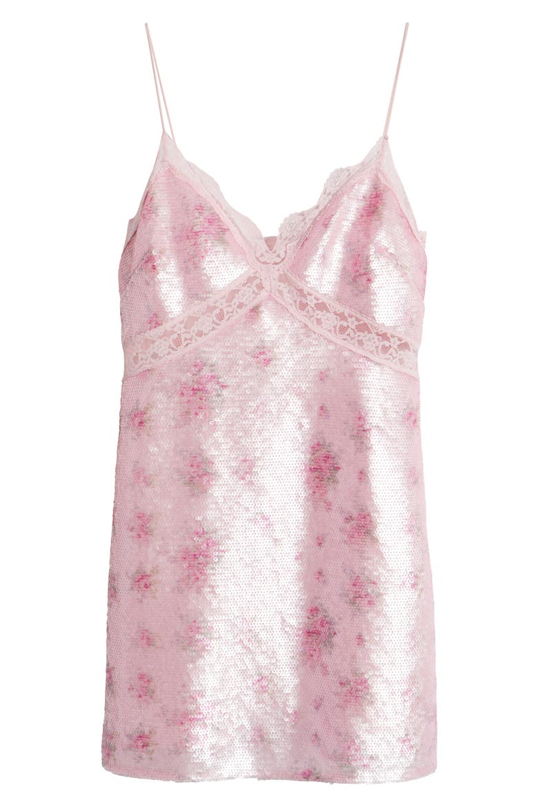 finta sequin mini dress Finta Floral Sequin Lace Trim Minidress (Women)