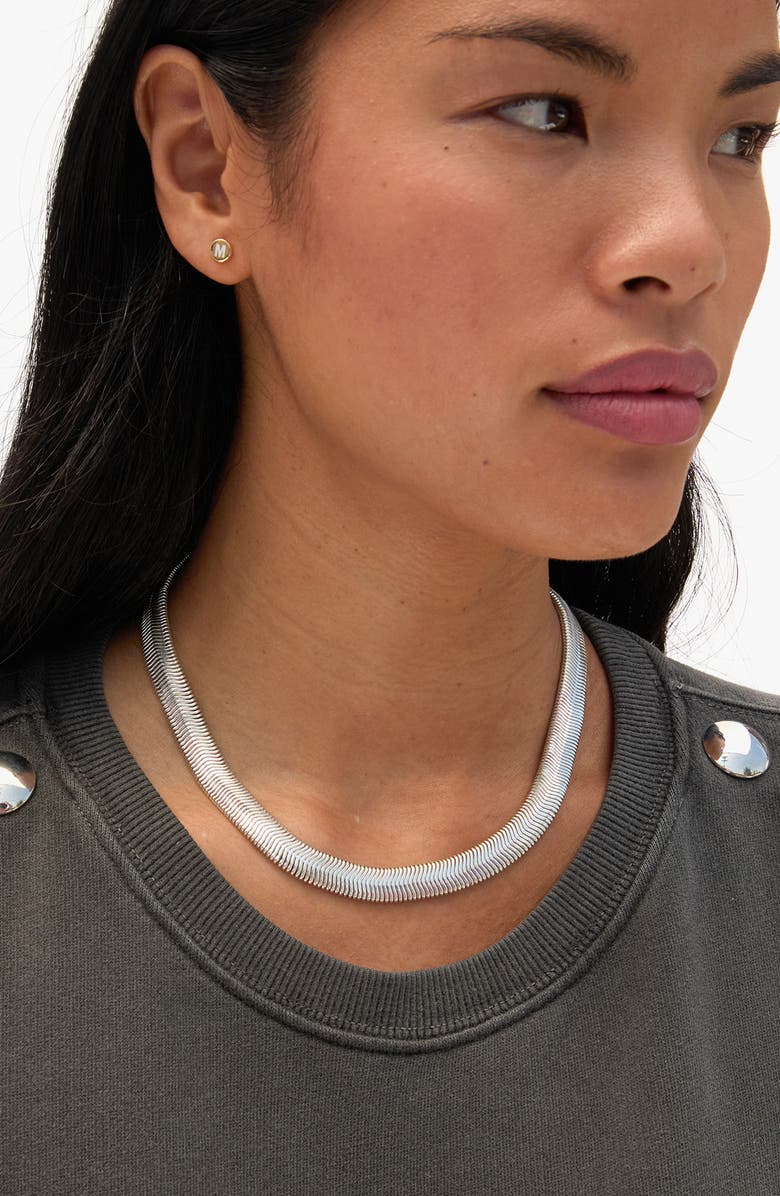 Clare V. Snake Chain Collar Necklace, Alternate, color, Silver