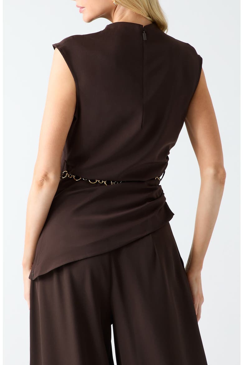 Kamila Ruched Mock Neck Top, Alternate, color, BROWN