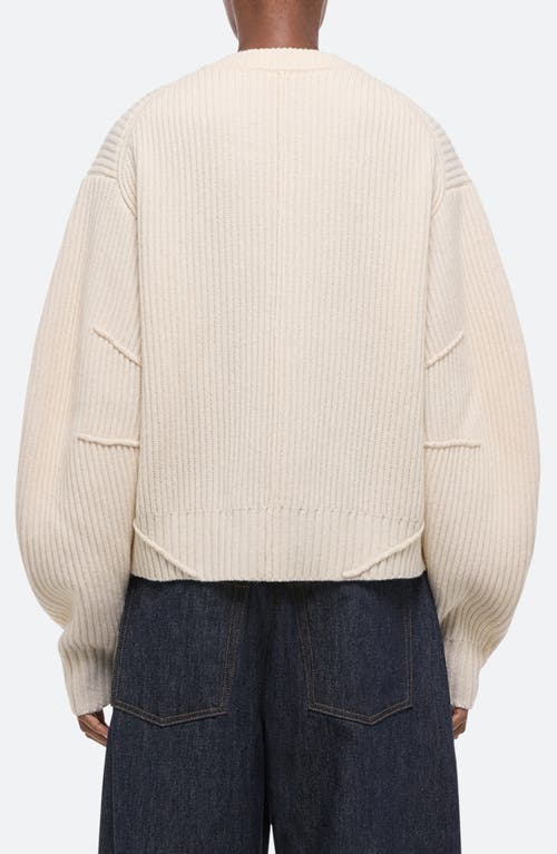 Helmut Lang Apex Wool Blend Rib Knit Bomber Jacket In White