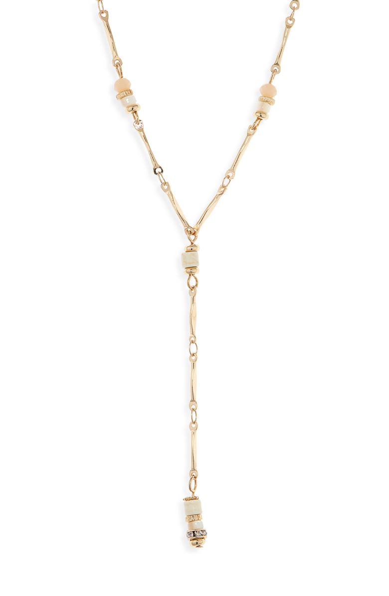 NORDSTROM RACK Beaded Y-Necklace, Main, color, White/ Gold