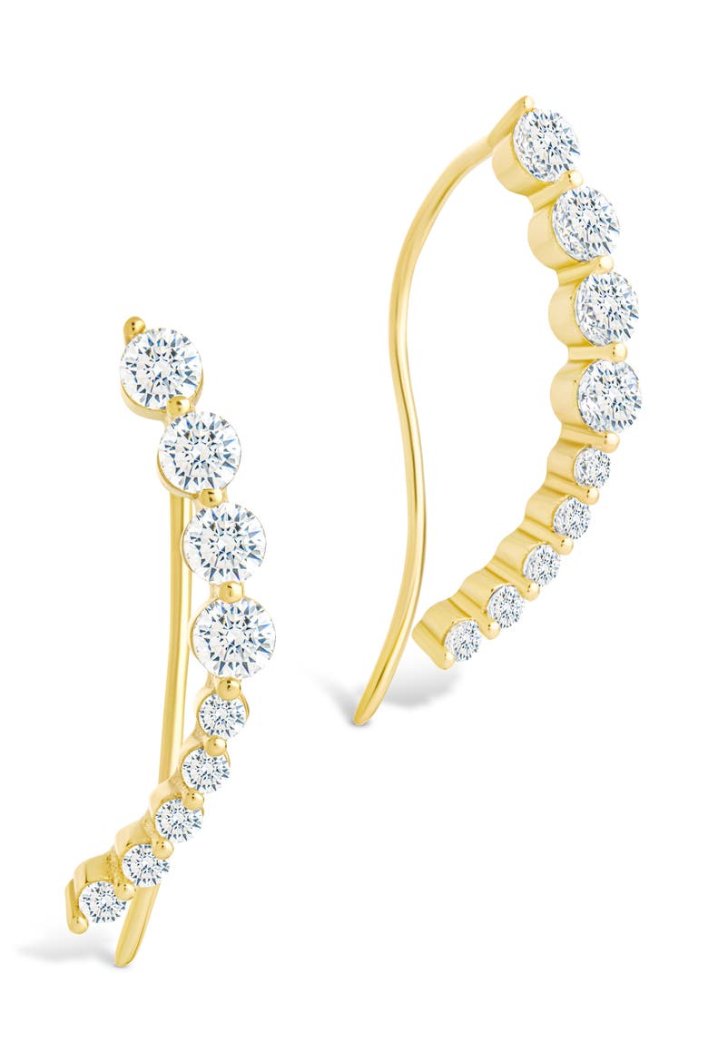 Brilliant Cubic Zirconia Single Ear Crawler, Main, color, GOLD