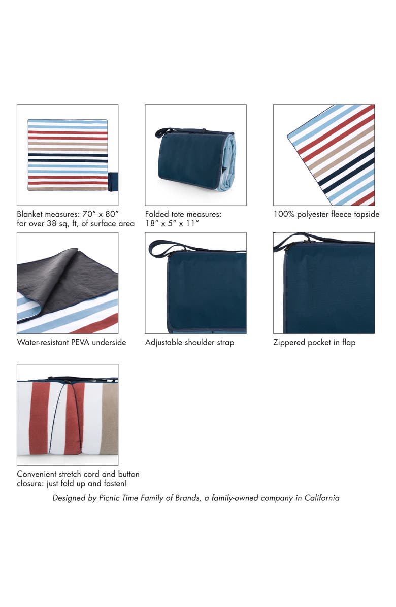 Picnic Time X-Large Outdoor Picnic Blanket Tote Bag, Alternate, color, White