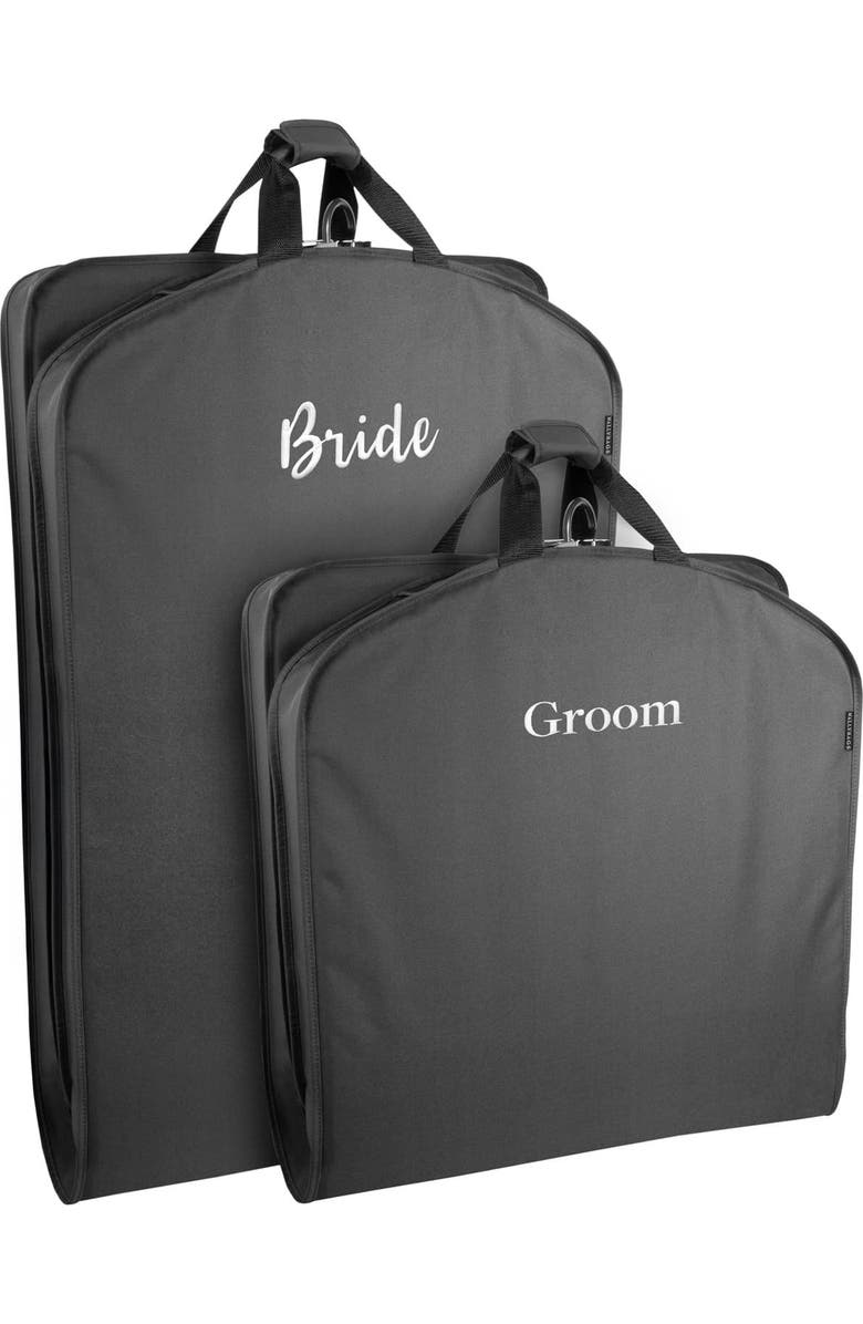Wallybags 60 Inch & 40 Inch Deluxe Travel Garment Bag, Black Bride & Groom, Main, color, Black-B1g3