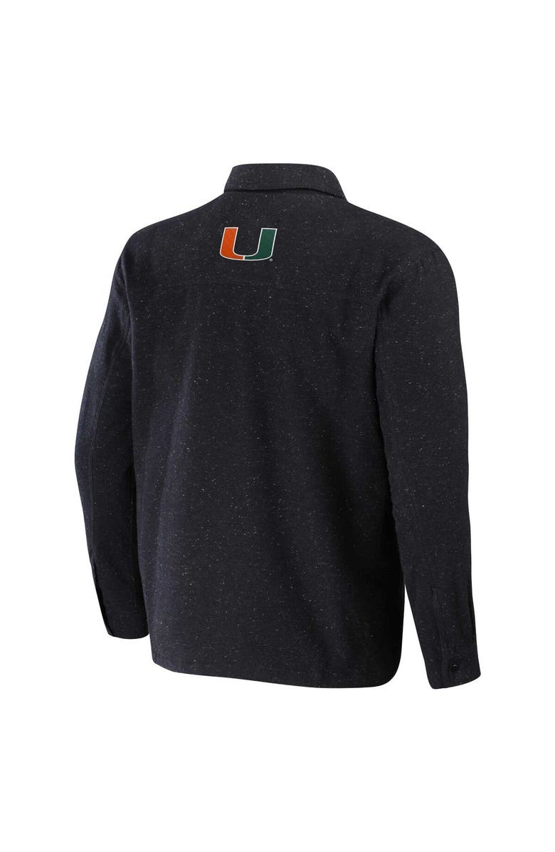 Darius Rucker Collection by Fanatics Men's Darius Rucker Collection by Fanatics Heather Charcoal Miami Hurricanes Sherpa-Lined Full-Snap Shacket, Alternate, color, Heather Charcoal