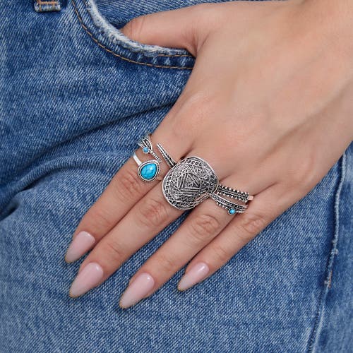 Jessica Simpson 5-piece Mixed Silver-tone Ring Set In Metallic