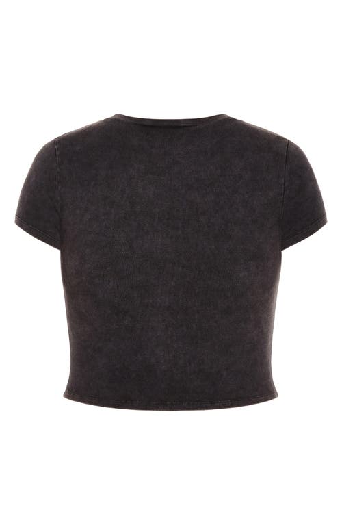 City Chic Wild & Free Crop Graphic Baby Tee In Black