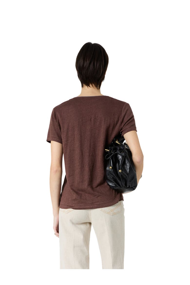 Mirana Linen V-Neck T-Shirt, Alternate, color, Brown