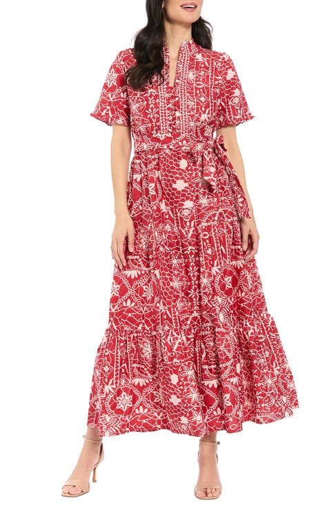 Ruffle Tiered Tie Waist Maxi Dress