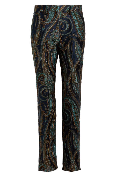 Bristol Paisley Jacquard Slim Leg Ankle Pants