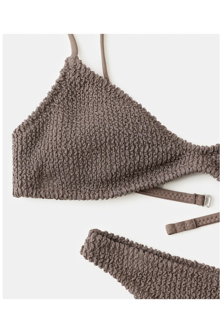 Textured Triangle Bikini Top, Alternate, color, LIGHT/ PASTEL BROWN