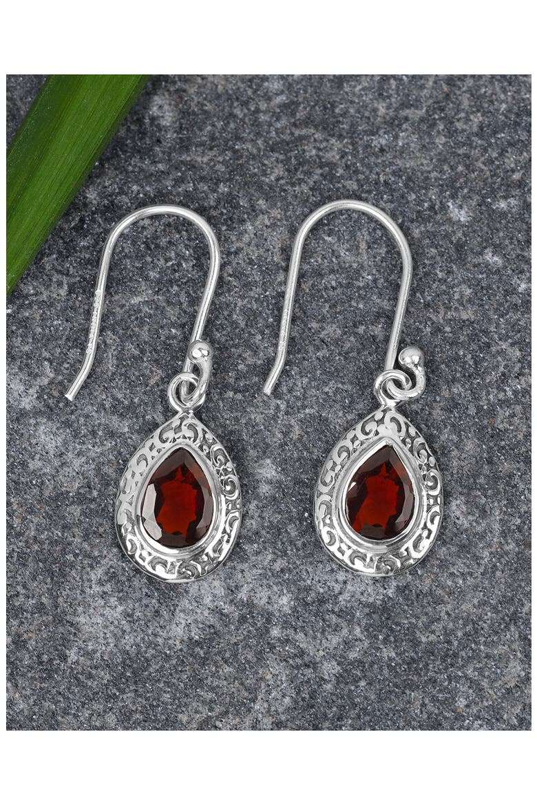 Garnet Drop Earrings, Alternate, color, RED