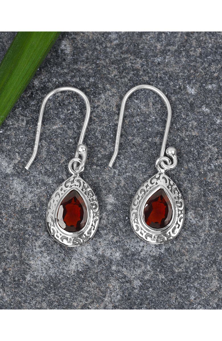 YS GEMS Garnet Drop Earrings, Alternate, color, Red