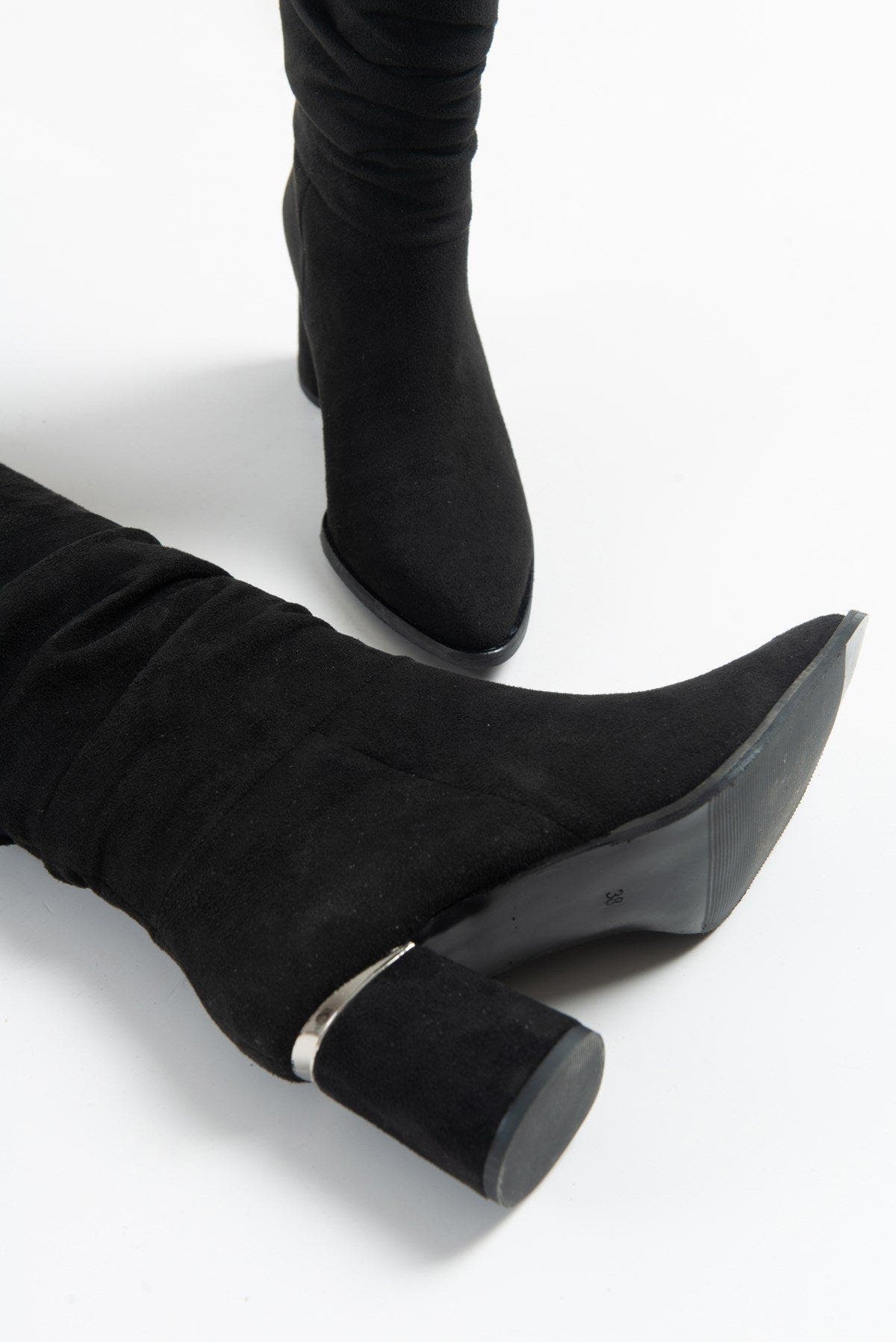 Vianella Block Heel Knee High Boot, Alternate, color, Black Suede Faux Leather