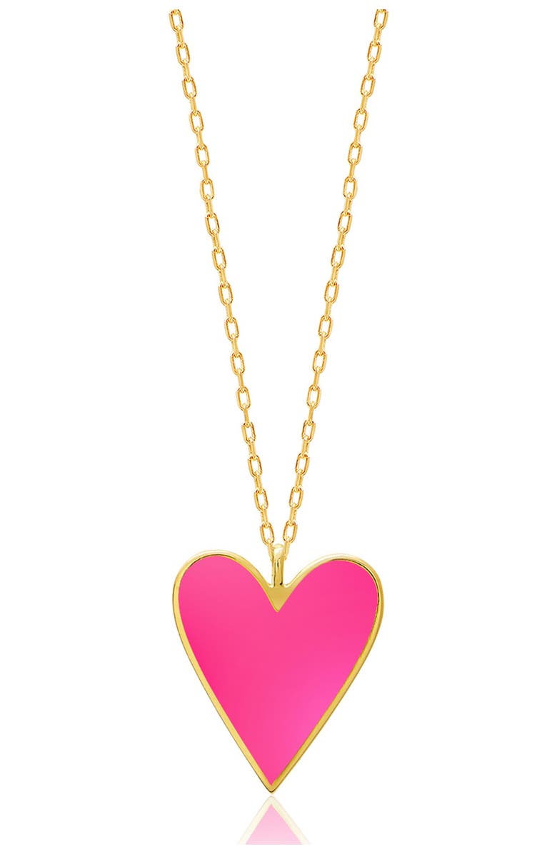 GABI RIELLE Candy Pink Enamel Heart Necklace, Main, color, 