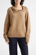 Johnstons of Elgin Millis Asymmetric Cashmere & Cotton Quarter Zip Sweater