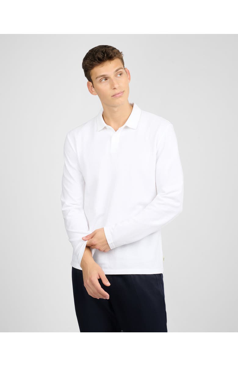 Onia Long Sleeve Pique Polo, Main, color, White