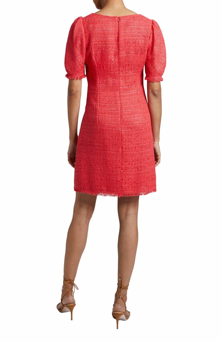 Santorelli Bianca Shift Tweed Dress with Puff Sleeves, Alternate, color, 