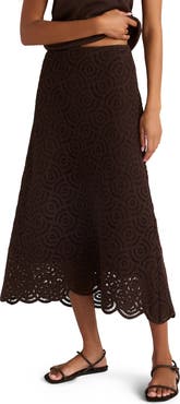 Haven Well Within Cotton Crochet Scalloped Midi Skirt
