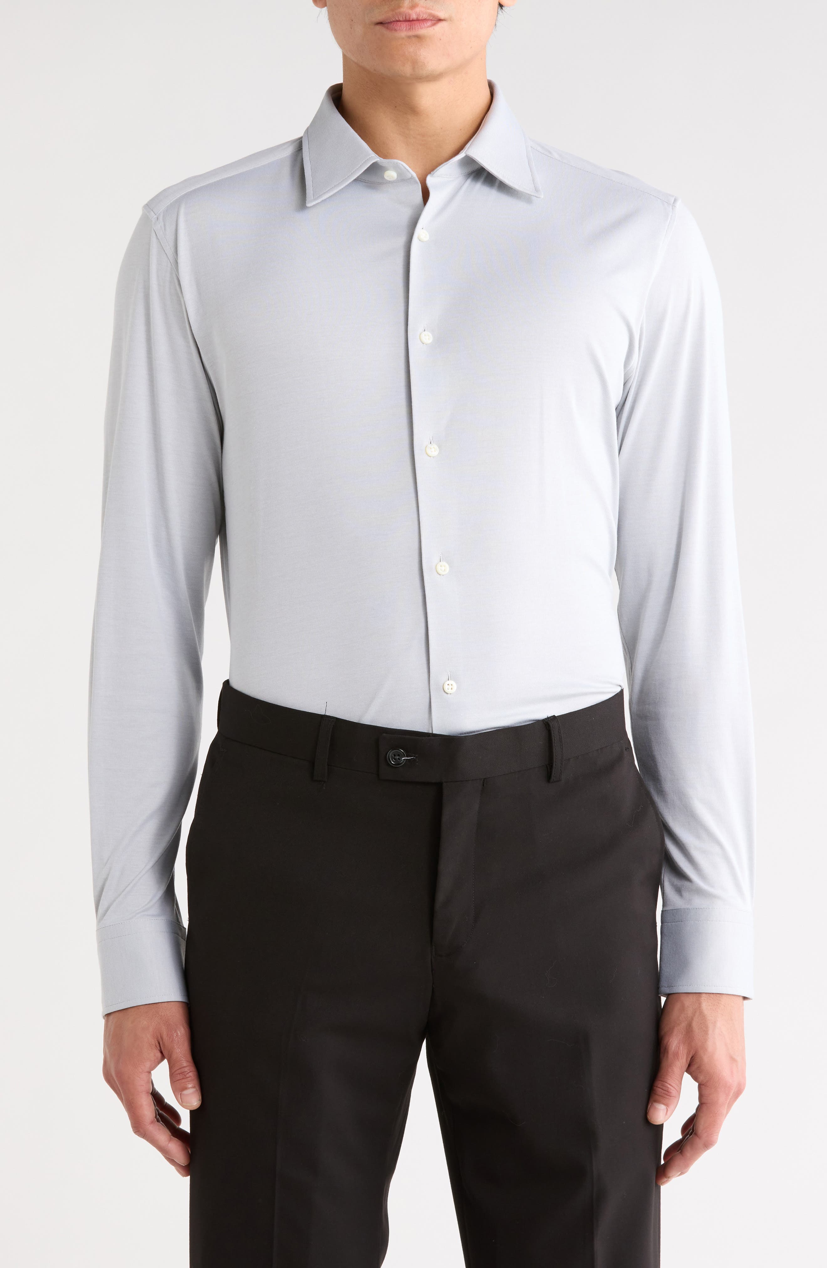 BOSS Hays Kent Slim Fit Cotton Blend Dress Shirt