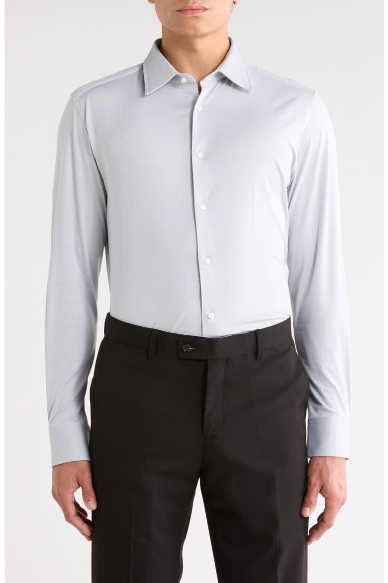 Hays Kent Slim Fit Cotton Blend Dress Shirt, Main, color, SILVER