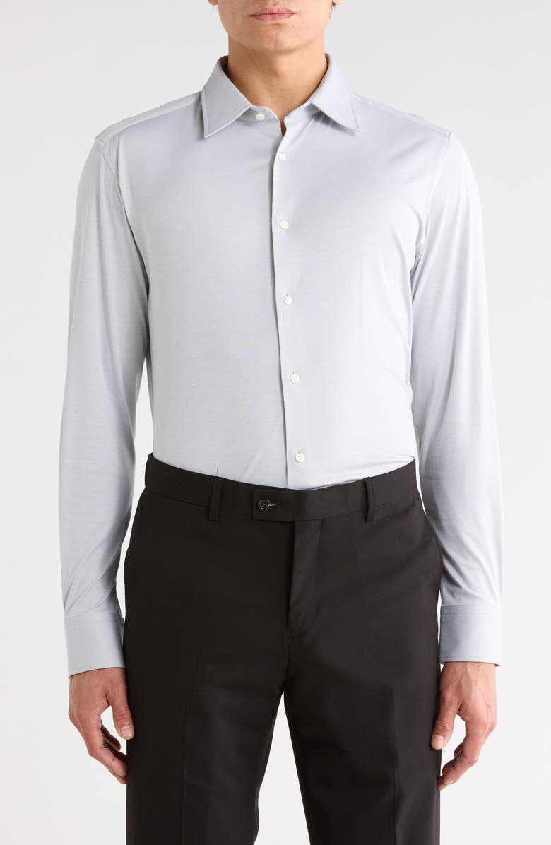 BOSS Hays Kent Slim Fit Cotton Blend Dress Shirt, Main, color, Silver