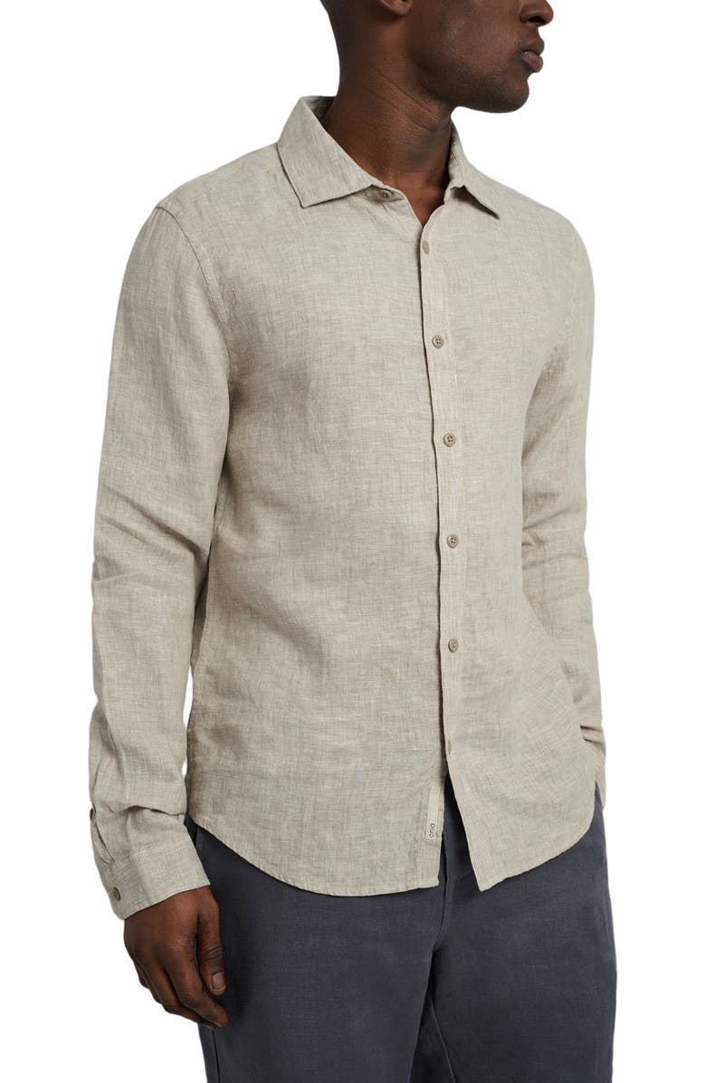 Onia Linen Slim Fit Shirt, Alternate, color, Tan